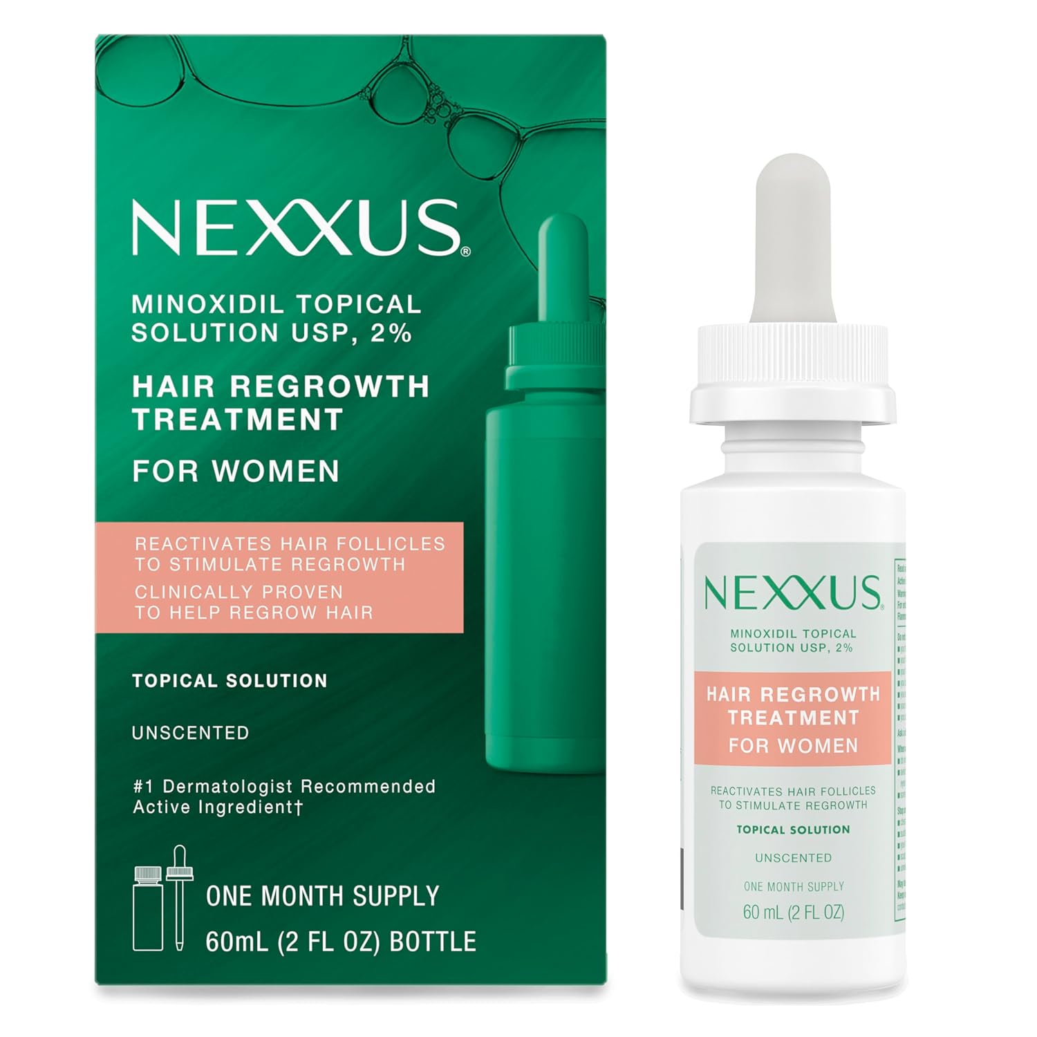 Nexxus Minoxidil Topical Solution 2% Hair Regrowth Treatment 2 oz : Beauty & Personal Care