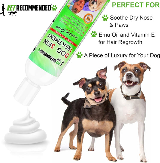 Dog Dry Skin Cream & Moisturizer - Helps Dog Hair Loss Regrowth - Dry Nose & Cracked Paws - Works with Hot Spots for Dogs - 240ml (8 Oz)
