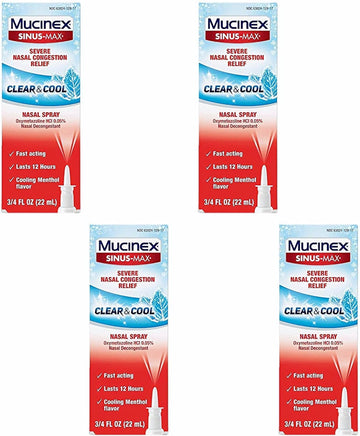 Mucinex Sinus-Max Nasal Spray Clear & Cool, 0.75 Oz (Pack Of 4) Packaging May Vary