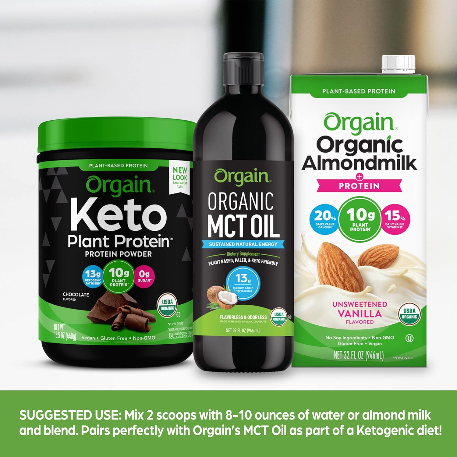 Orgain Organic Keto Vegan Protein Powder, Chocolate - 10g Plant Based Protein, Gluten Free Ketogenic Blend, Dairy Free, Lactose Free, Soy Free, No Sugar Added, For Smoothies & Shakes - 0.97lb : Health & Household