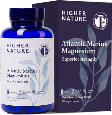 Higher Nature - Atlantic Marine Magnesium 300Mg - Natural Source - True Food Formula - Magnesium Supplements - Natural Calm - Bone Support - Vegan - Three Month Supply - 90 Capsules