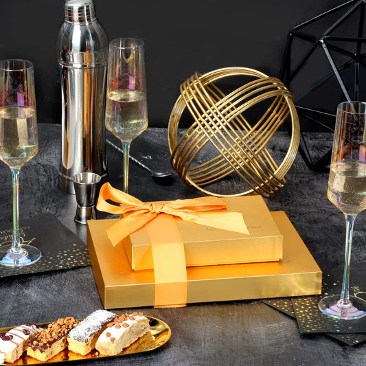 Birthday Chocolate Gift Basket - Chocolate Gift Tower - Chocolate Covered Gourmet Cookies & Chocolate Covered Biscotti - Happy Birthday, Well Wishes, Sympathy, Thank You, Men/Women