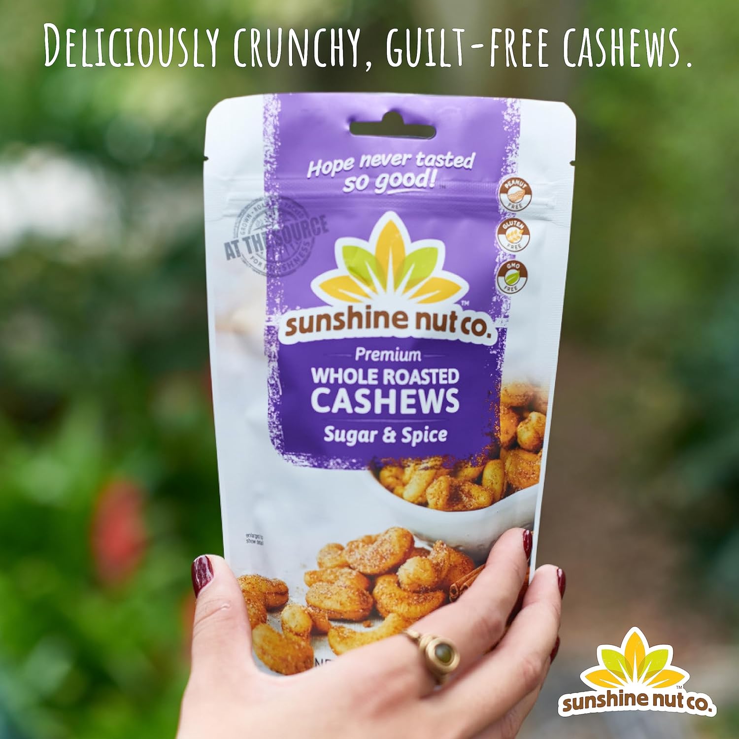 Sunshine Nut Company Whole Roasted Lightly Salted Cashews, Sugar And Spice Flavor, 4 Pack, 7 Oz. Each, Gluten Free, Peanut Free And Vegan Individual Snack Packs For Kids And Adults, Gmo Free : Grocery & Gourmet Food