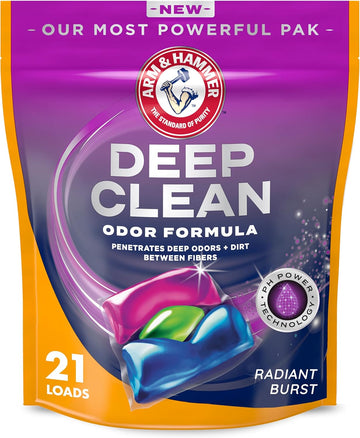 Arm & Hammer Deep Clean Odor Formula Laundry Detergent Power Paks, 21 Ct