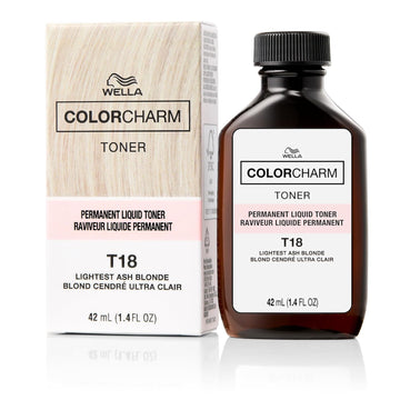 Colorcharm Permanent Liquid Toners| Neutralize Brass| Free Of Parabens| Vegan| T18 Lightest Ash Blonde| 1.4 Fl Oz