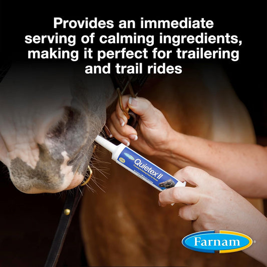 Farnam Quietex Ii Horse Calming Supplement Paste For Horses, Helps Manage Nervous Behavior And Keep Horses Calm & Composed In Stressful Situations, 32.5 Ml Syringe
