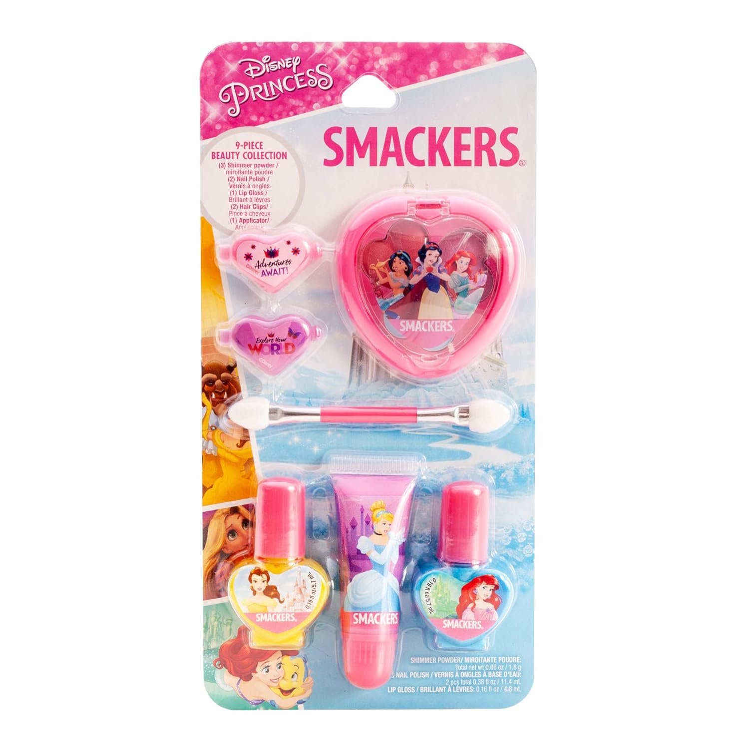 Lip Smacker Disney Color Collection, Princess Makeup Set, Lip Gloss, Shimmer Powder, Nail Polish