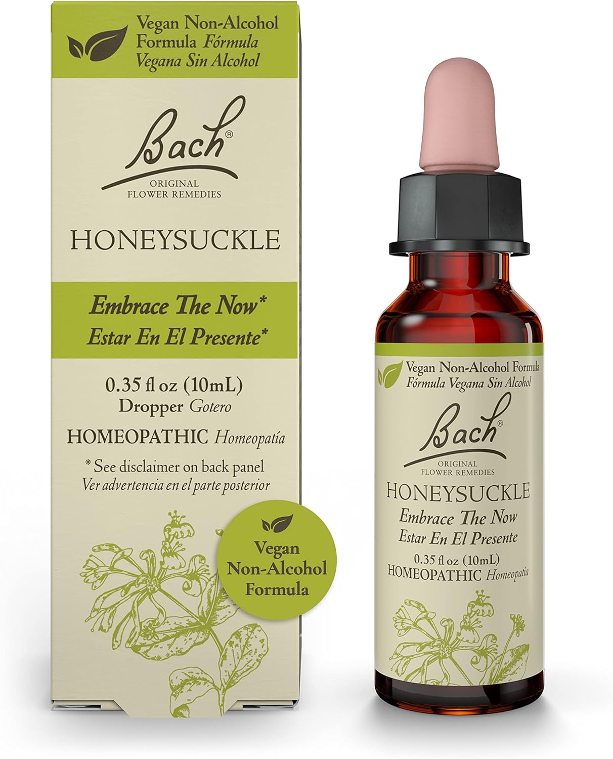 Bach Original Flower Remedies, Honeysuckle for Embracing The Now (Non-Alcohol Formula), Natural Homeopathic Flower Essence, Holistic Wellness and Stress Relief, Vegan, 10mL Dropper