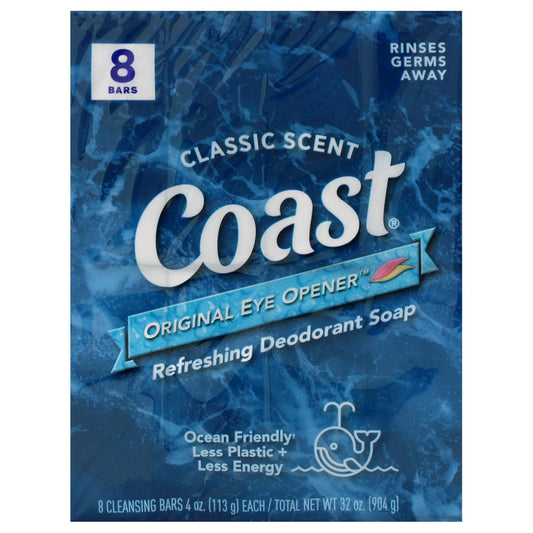 Coast Refreshing Deodorant Soap - Bar Soap With Thick Rich Lather - Clean Rinsing Formula For Fresh, Non-Dry Skin - Classic Scent - 8 X 4 Oz : Beauty & Personal Care