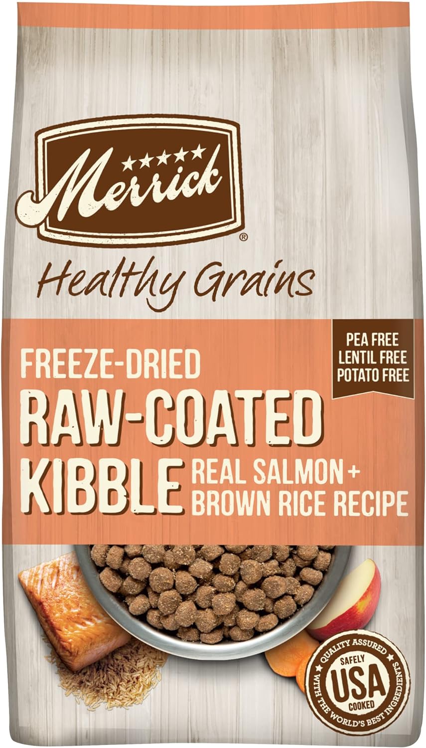 Merrick Healthy Grains Freeze Dried Raw Coated Kibble, Natural High Protein Dog Food, Salmon And Brown Rice - 22.0 Lb. Bag
