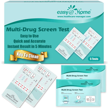 Easy@Home 10 Panel Instant Drug Test Kits - Medically Approved for Testing Marijuana (THC), Opiate(OPI 2000), Cocaine(COC), AMP, BAR, BZO, MDMA, MET, MTD, PCP - #EDOAP-3104-5 Pack