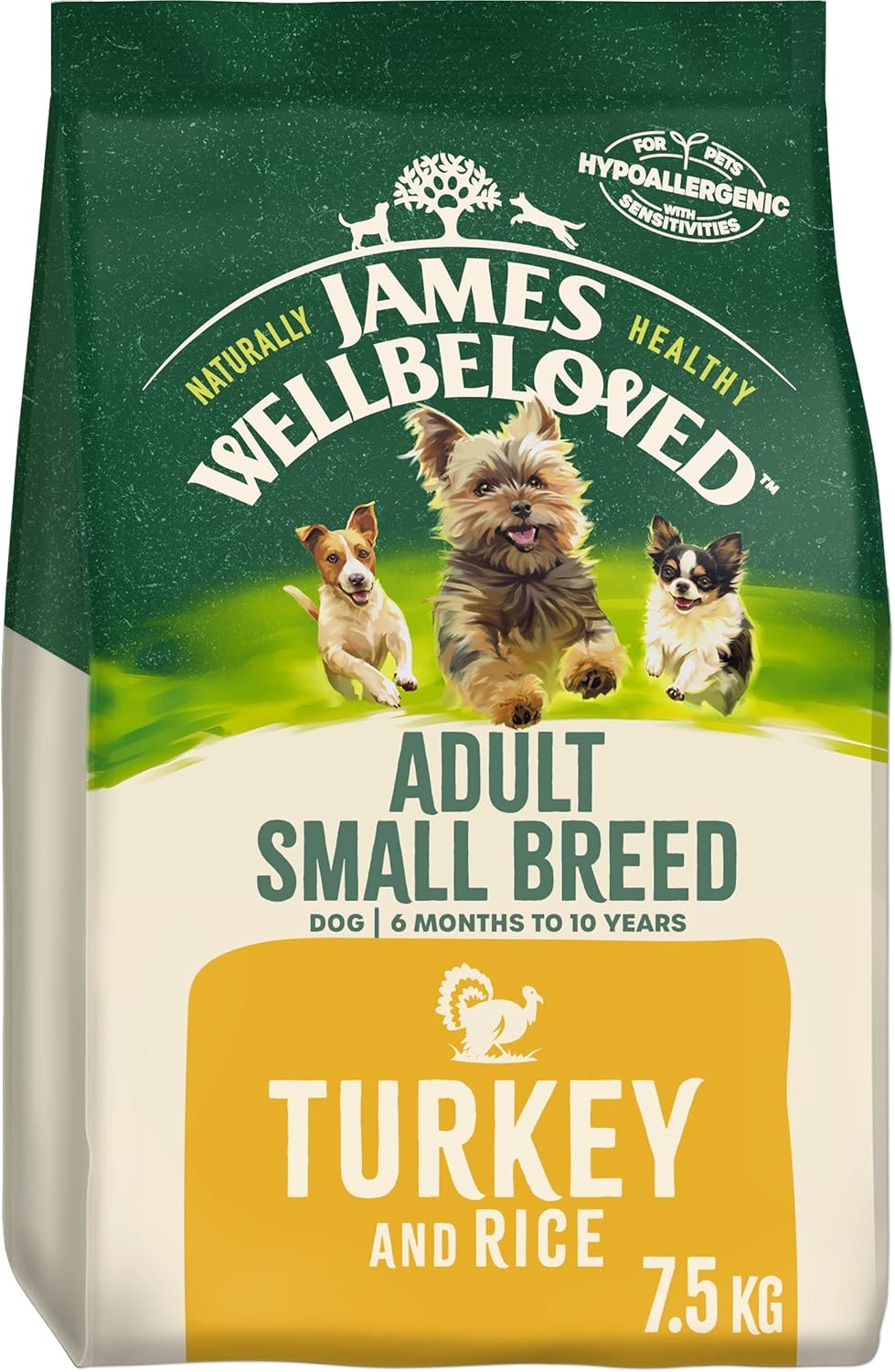 James Wellbeloved Adult Small Breed Turkey & Rice 7.5 kg Bag, Hypoallergenic Dry Dog Food?02JWSBT2