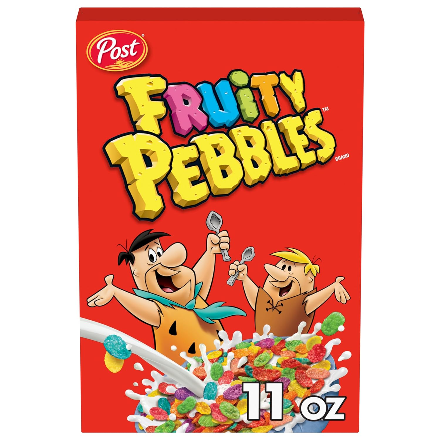 Pebbles Fruity PEBBLES Cereal, Fruity Kids Cereal, Gluten Free Rice Cereal for Kids, 11 OZ Cereal Box