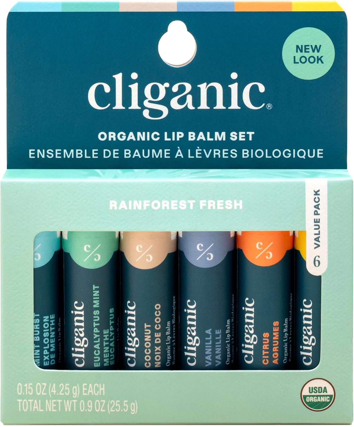 Cliganic Usda Organic Lip Balm Set - 6 Flavors - 100% Natural Moisturizer For Cracked & Dry Lips (Packaging May Vary)