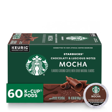 Starbucks K-Cup Coffee Pods, Mocha Flavored Coffee, Naturally Flavored, 100% Arabica, 6 Boxes (60 Pods Total)