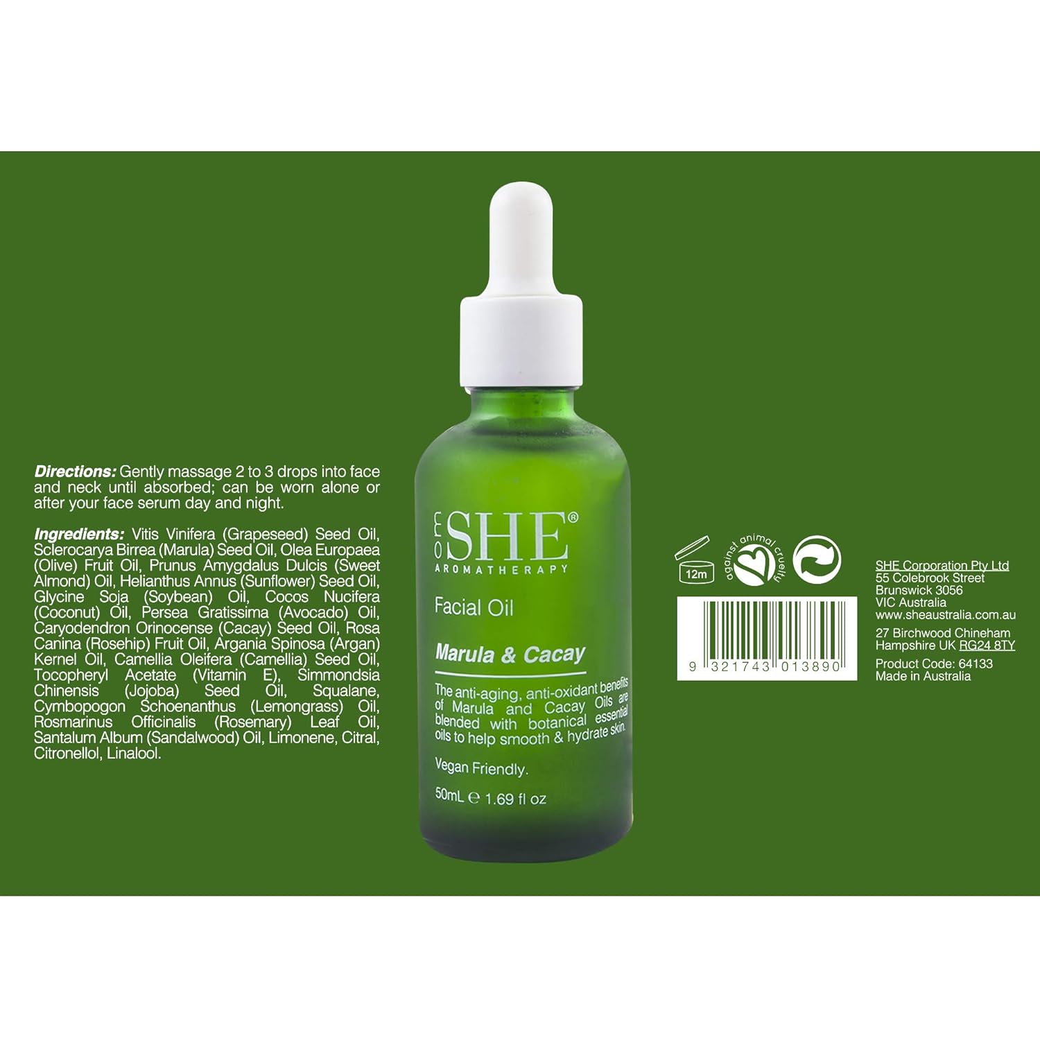 Om She Aromatherapy Facial Oil - Marula & Cacay : Beauty & Personal Care