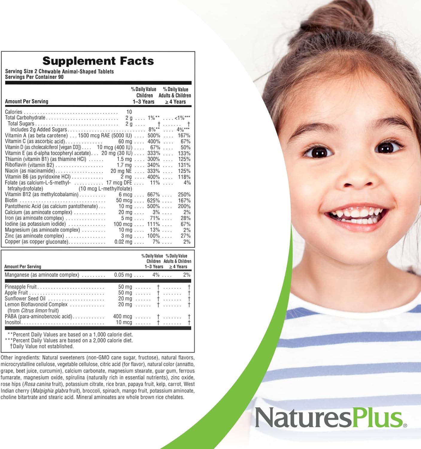 NaturesPlus Animal Parade Children's Chewable Multivitamin - 180 Animal-Shaped Tablets - Natural Assorted Flavors - Vegetarian, Gluten Free - 90 Servings : Health & Household