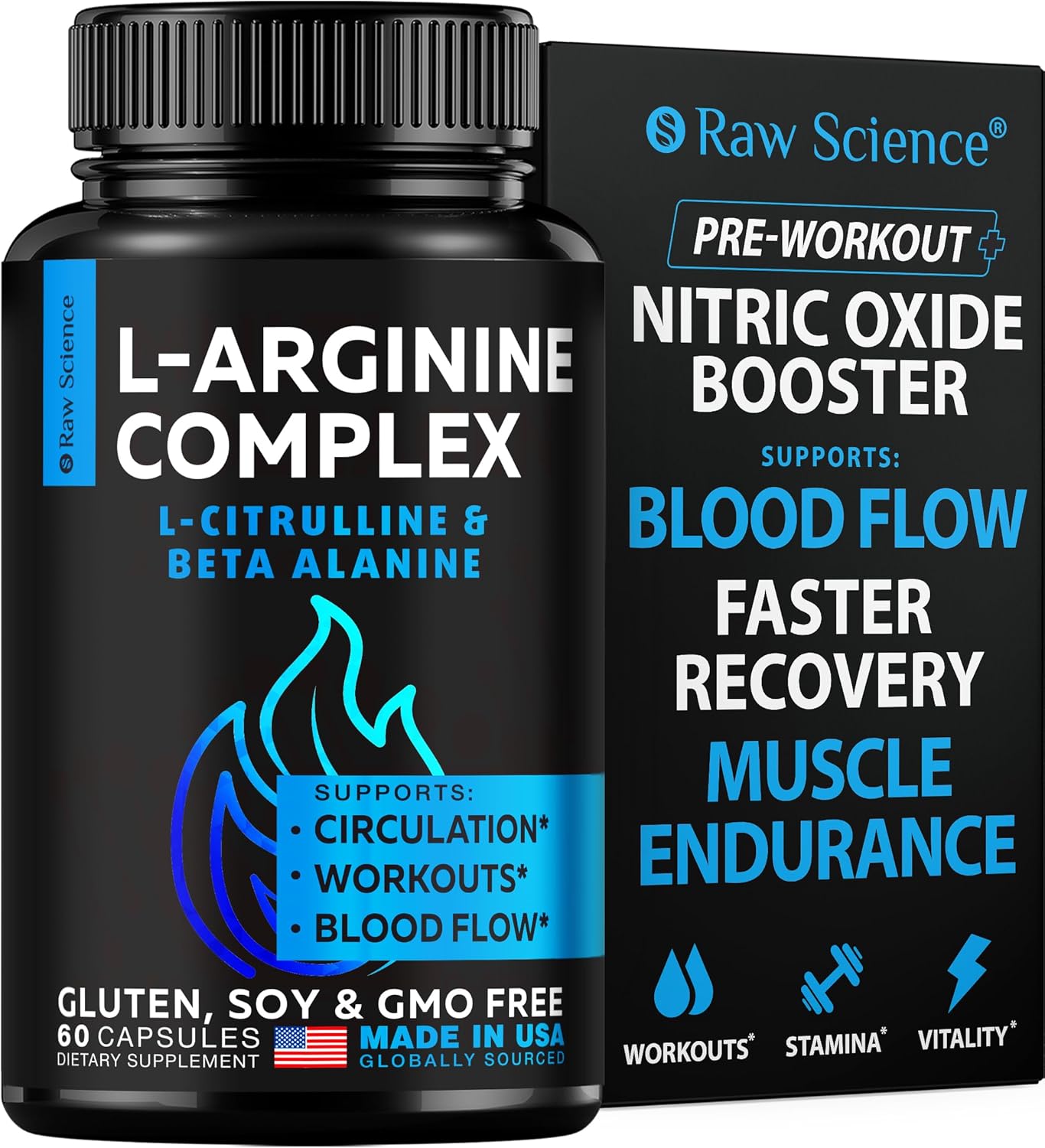 L Arginine L Citrulline Supplement, Nitric Oxide Supplements For Men: L-Arginine L-Citrulline Complex, Booster Mens Performance Supplements, Nitric Oxide Flow Blood Pressure & Vascularity, 60 Capsules