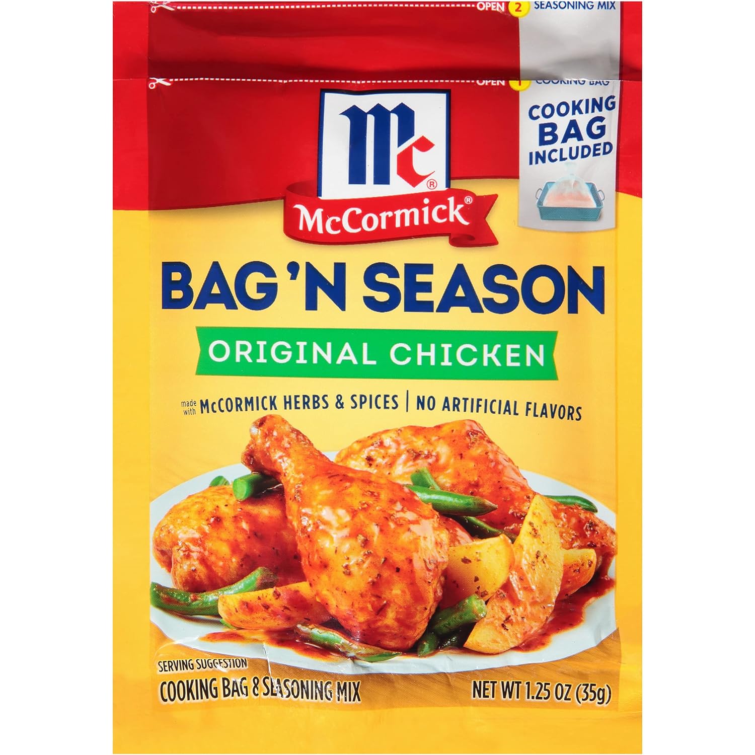 Mccormick Bag 'N Season Original Chicken Cooking Bag & Seasoning Mix, 1.25 Oz