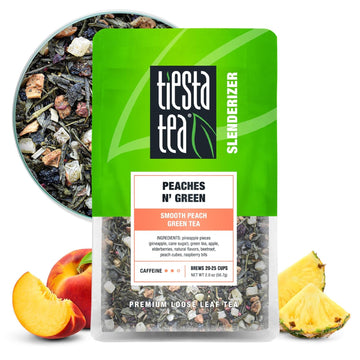 Tiesta Tea - Peaches N´ Green | Smooth Peach Green Tea | Premium Loose Leaf Tea Blend | Medium Caffeinated Green Tea | Make Hot Or Iced Tea & Brews Up To 25 Cups - 1.5 Ounce Resealable Pouch