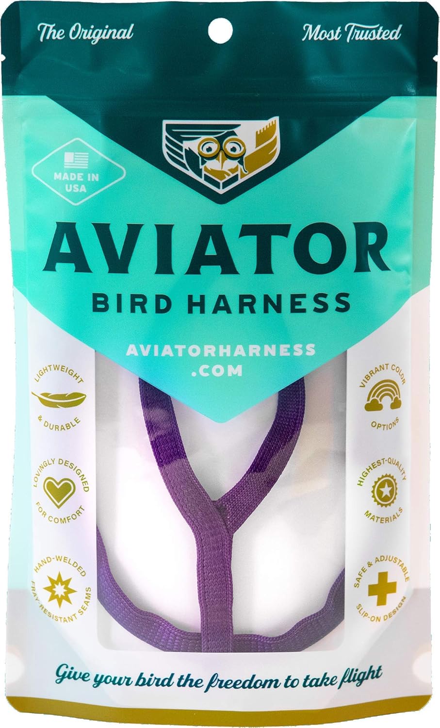 The Aviator Pet Bird Harness And Leash: Large Purple857867001325