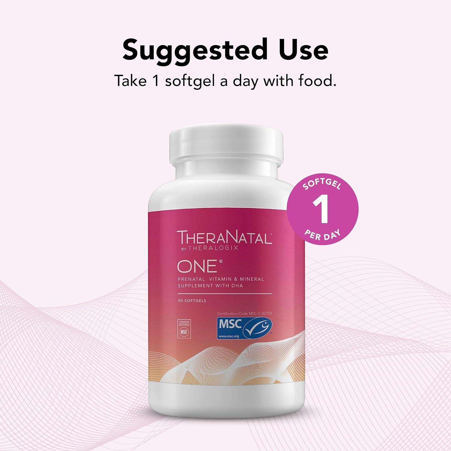 Theralogix TheraNatal One Prenatal Vitamin - 90-Day Supply - Prenatal Multivitamin with DHA, Vitamin D3, Methylated Folate, Iron & More to Support a Healthy Pregnancy* - NSF Certified - 90 Softgels : Health & Household