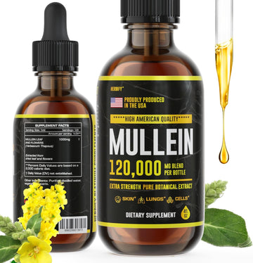 Herbify Mullein Drops - Lung Cleanse - Leaf Extract - Powerful Mullein For Immune Support,Detox & Respiratory Support - Made In Usa - Herbal Supplements - 4 Oz