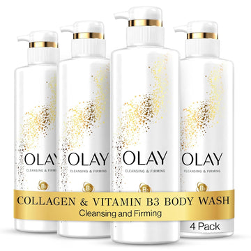 Olay Cleansing & Firming Body Wash For Women With Collagen And Vitamin B3, 20 Fl Oz (Pack Of 4)