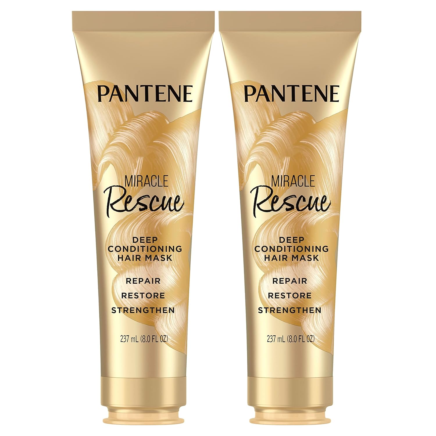 Pantene Hair Mask, Miracle Rescue Deep Conditioning Treatment, Hydrate Dry Hair, Twin Pack, 8 Fl Oz Each