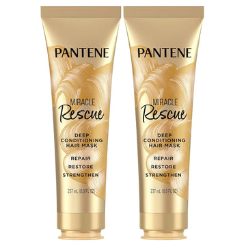 Pantene Hair Mask, Miracle Rescue Deep Conditioning Treatment, Hydrate Dry Hair, Twin Pack, 8 Fl Oz Each