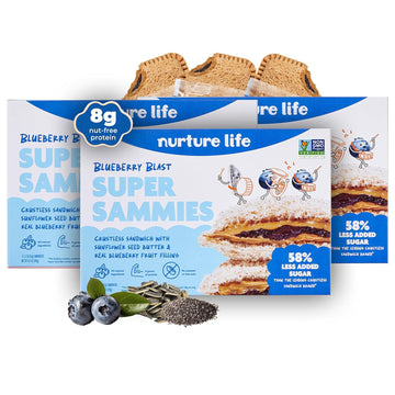 Nurture Life Crustless Sandwiches, Blueberry Blast Super Sammies, Healthy Toddler Snacks, Nut-Free, Allergen-Friendly, Non-Gmo, School Safe, Thaw And Eat, Organic Focus, Fresh Meals For Kids, 3 Pack