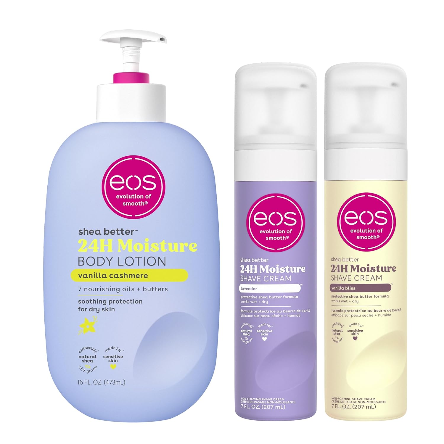 eos Creamy Body Care Set- Vanilla Body + Shave, & Lavender Shave, 3-Pack