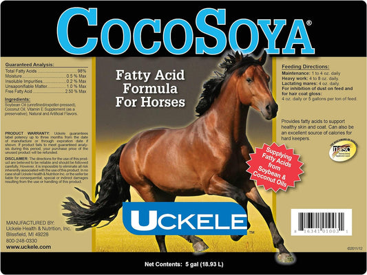 Uckele CocoSoya Oil Horse Supplement - Omega Fatty Acid Supplement for Horses - Equine Vitamin & Mineral Supplement - 5 Gallon