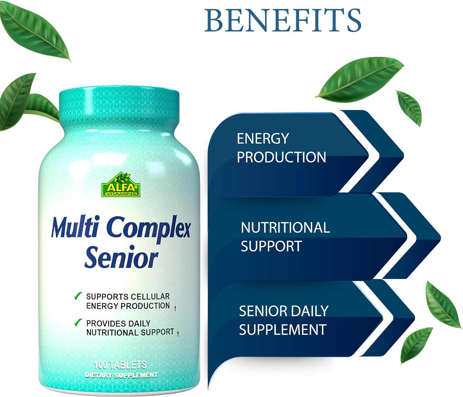 Multi Complex Senior - Nutritional Vitamins & Minerals for People Over 50 - Supports Cellular Energy Production and Every Day Health- 100 Tablets : Health & Household