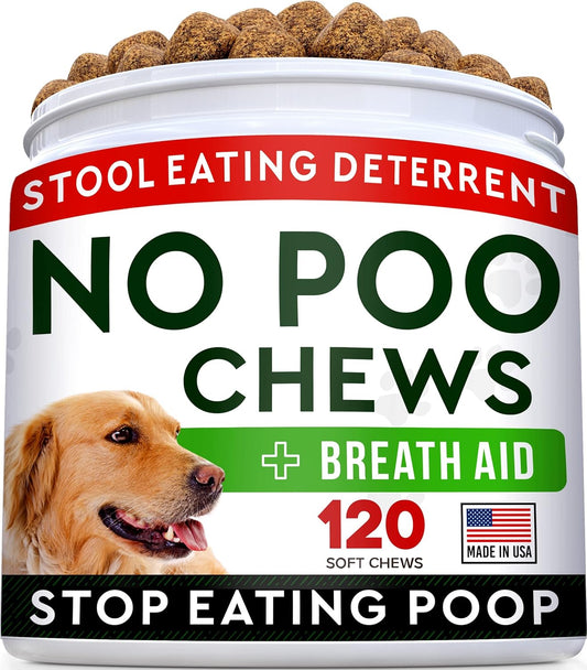 No Poo + Pumpkin For Dogs Bundle - Coprophagia Stool Eating Deterrent + Upset Stomach - Probiotics&Digestive Enzymes + Pure Pumpkin Powder - Stop Eating Poop + Digestion - 120Ct + 8.1Oz - Made In Usa