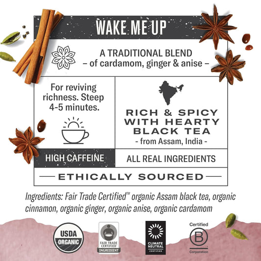 Numi Organic Golden Chai Tea, 18 Tea Bags (Pack Of 3) Assam Black Tea, Cardamom, Ginger & Anise