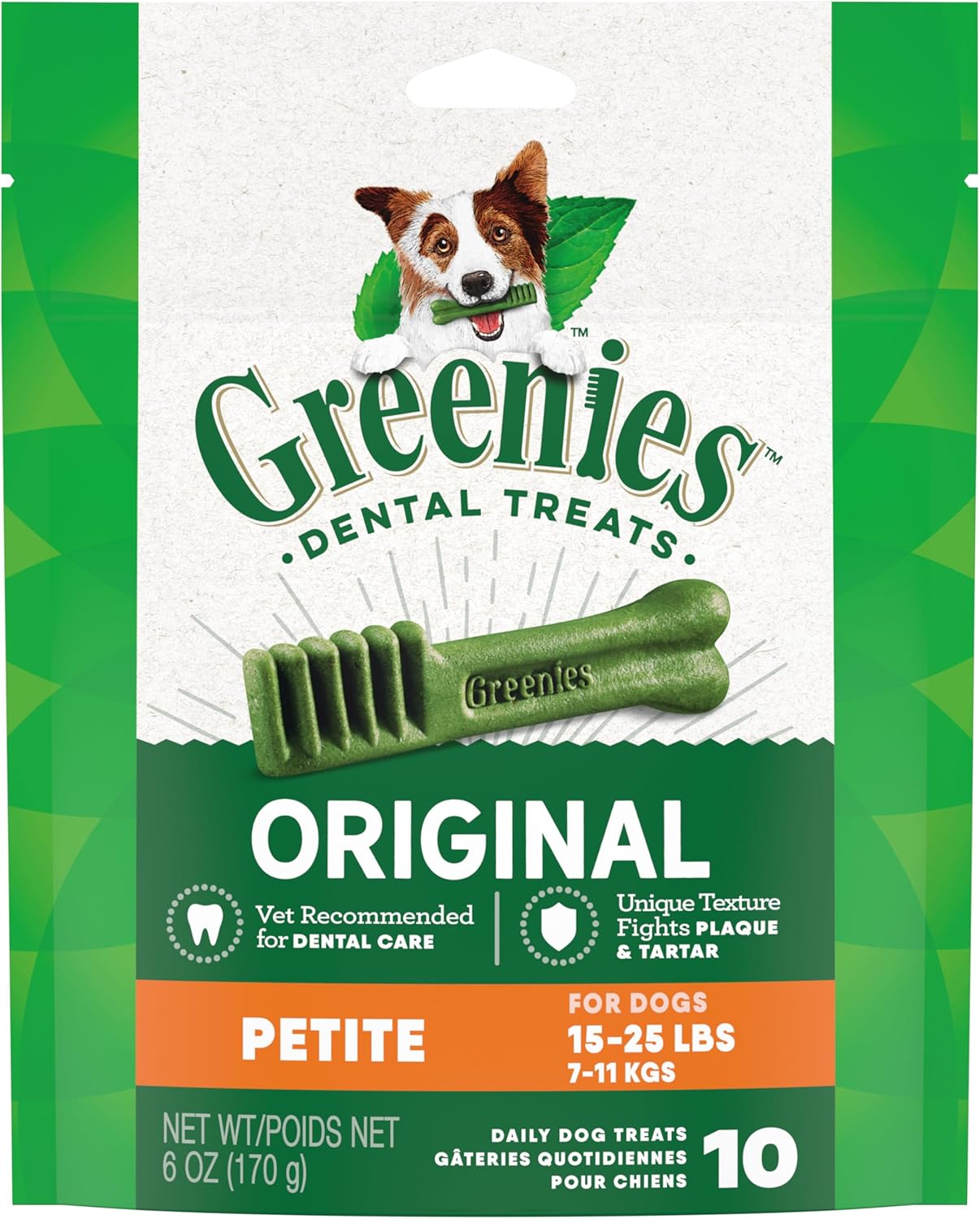 Greenies Original Petite Natural Dental Care Dog Treats, 6 Oz. Pack (10 Treats)