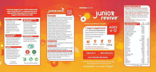 Revive Active Junior Revive - 22 Active Ingredients In 1 Daily Sachet For Children - Kids Vitamin & Mineral Complex - Supports Heart Health, Mental Performance And Immune System - 20 Sachets