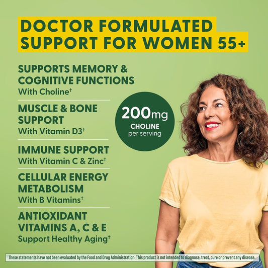 Megafood Women'S 55+ Advanced Multivitamin For Women - Doctor-Formulated With Choline, Vitamin D3, Vitamin B12, Biotin - Plus Real Food - Optimal Aging, Vegetarian - 120 Tabs (60 Servings)