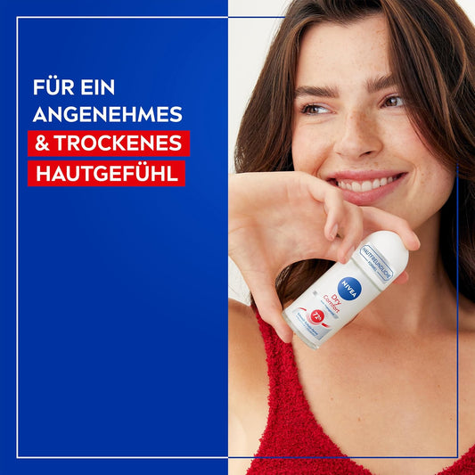 Nivea Dry Comfort Roll-On Deodorant (50 Ml), Re Antiperspirant With Minerals For Dry Skin Feeling, With 48H Protection And Dual Active Formula