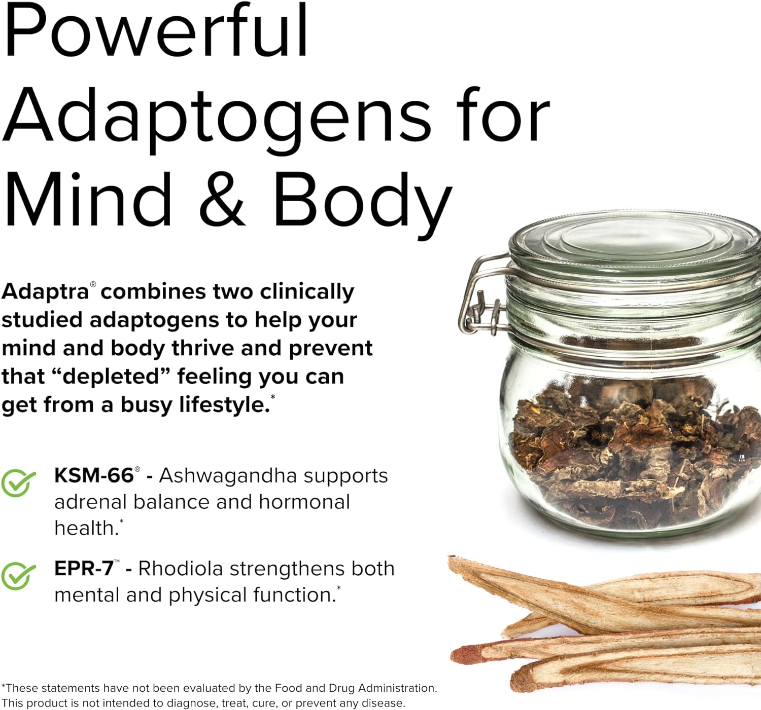 Terry Naturally Adaptra - 60 Capsules - Ashwagandha & Rhodiola Supplement - Non-GMO, Gluten Free - 60 Servings : Health & Household