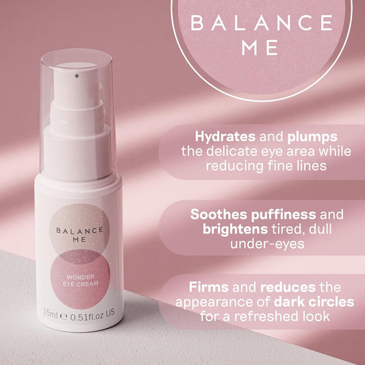 Balance Me Wonder Eye Cream 15Ml, Anti Aging Eye Gel With Hyaluronic Acid, Reduces Dark Circles, Puffiness And Hydrates Under Eye