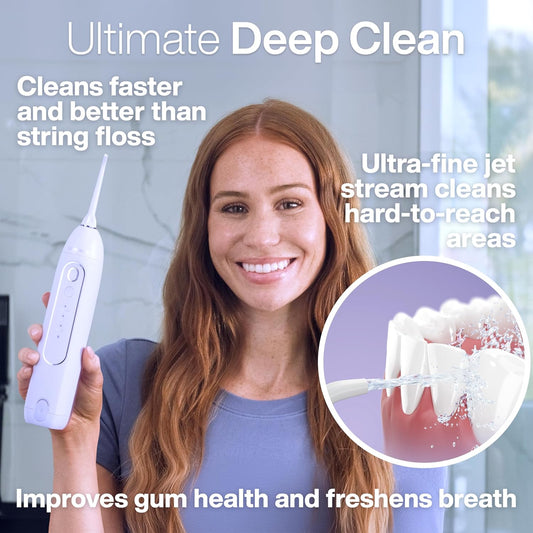 Aquasonic Icon Water Flosser For Teeth – Cordless Rechargeable Oral Irrigator – Waterproof, Portable Dental Cleaning With Jet Tip – Braces Home Travel - Lilac