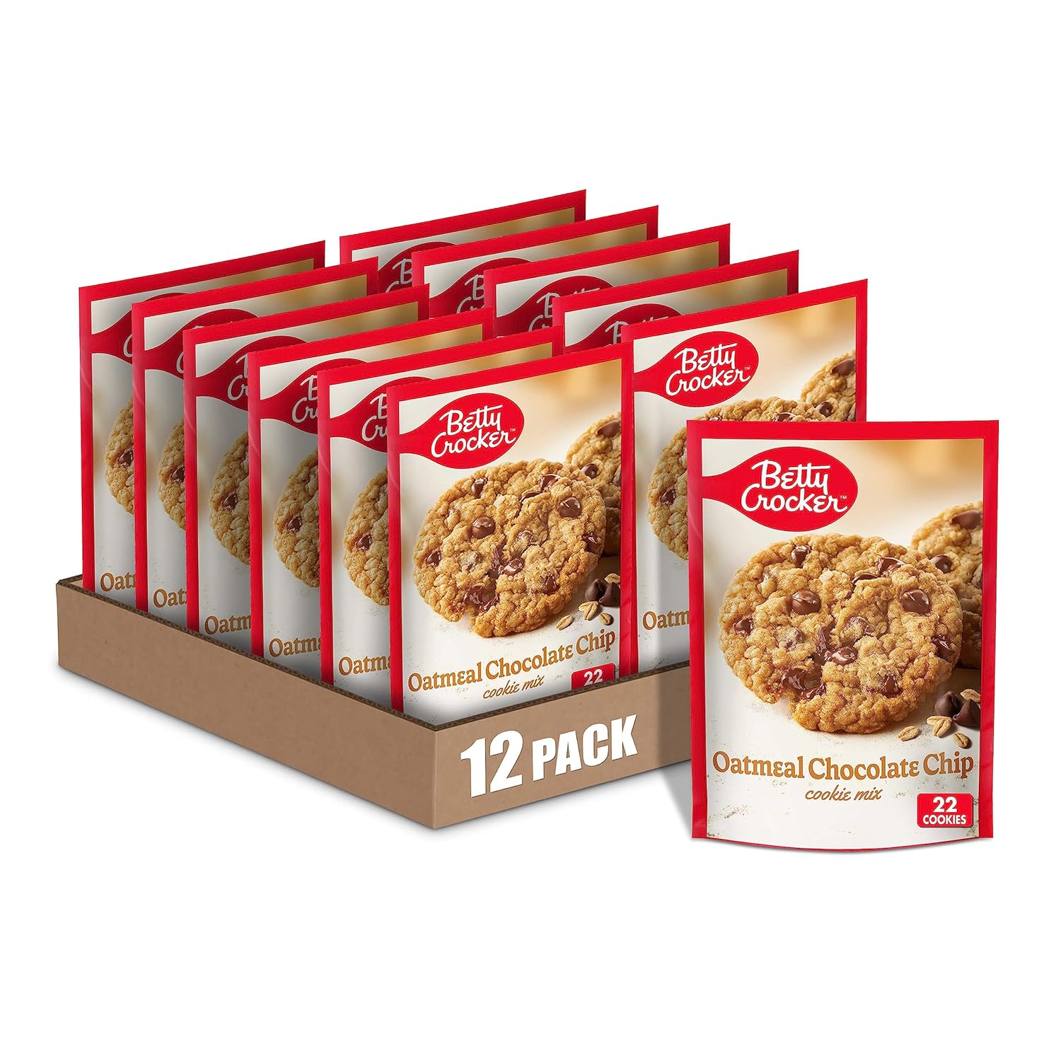 Betty Crocker Oatmeal Chocolate Chip Cookies, Cookie Baking Mix, 17.5 oz (Pack of 12)