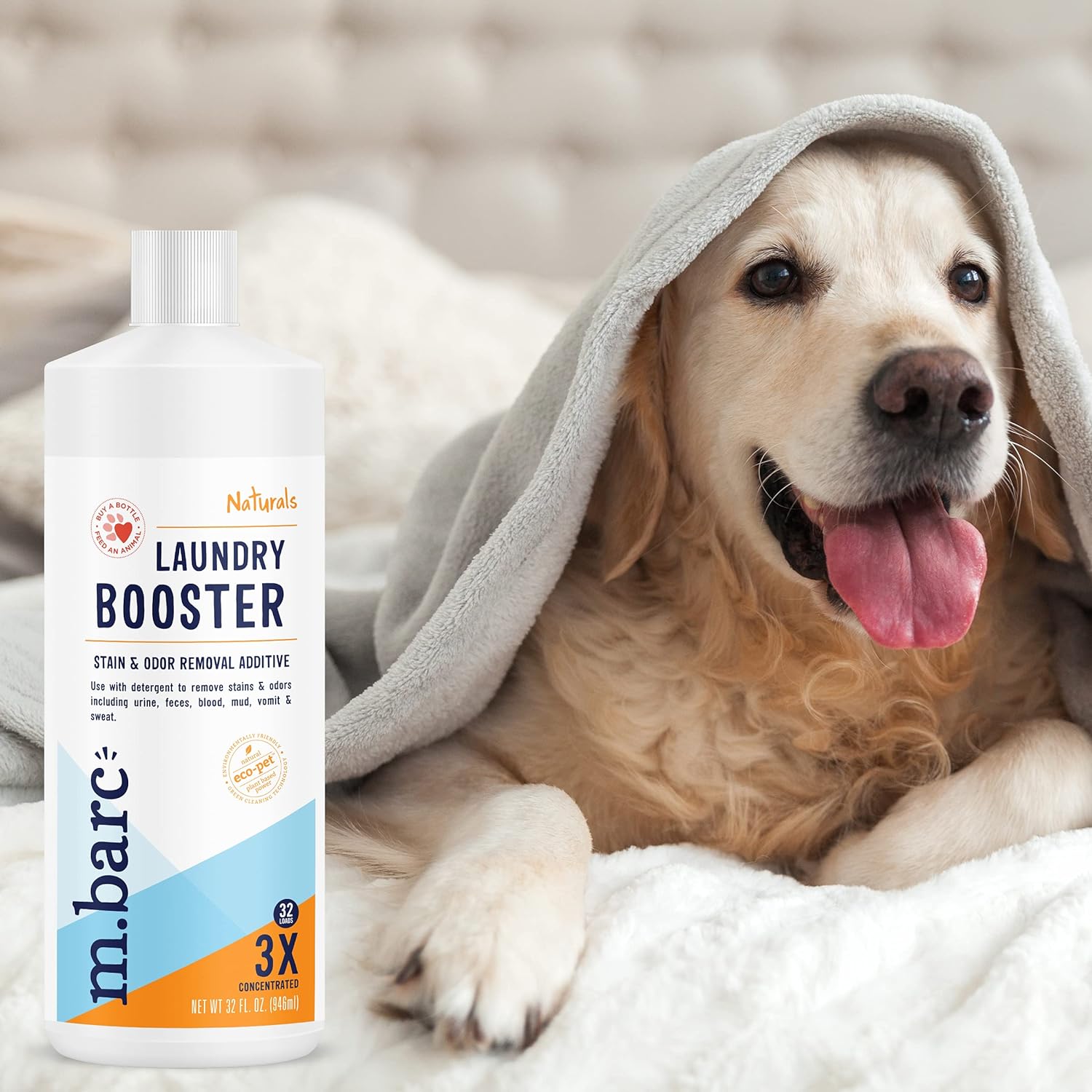 m.barc Naturals Pet Laundry Detergent Booster - Stain & Odor Removal Additive 32oz. (2-Pack) - Remove stains & odors from pet laundry, clothes, bedding and more. : Health & Household
