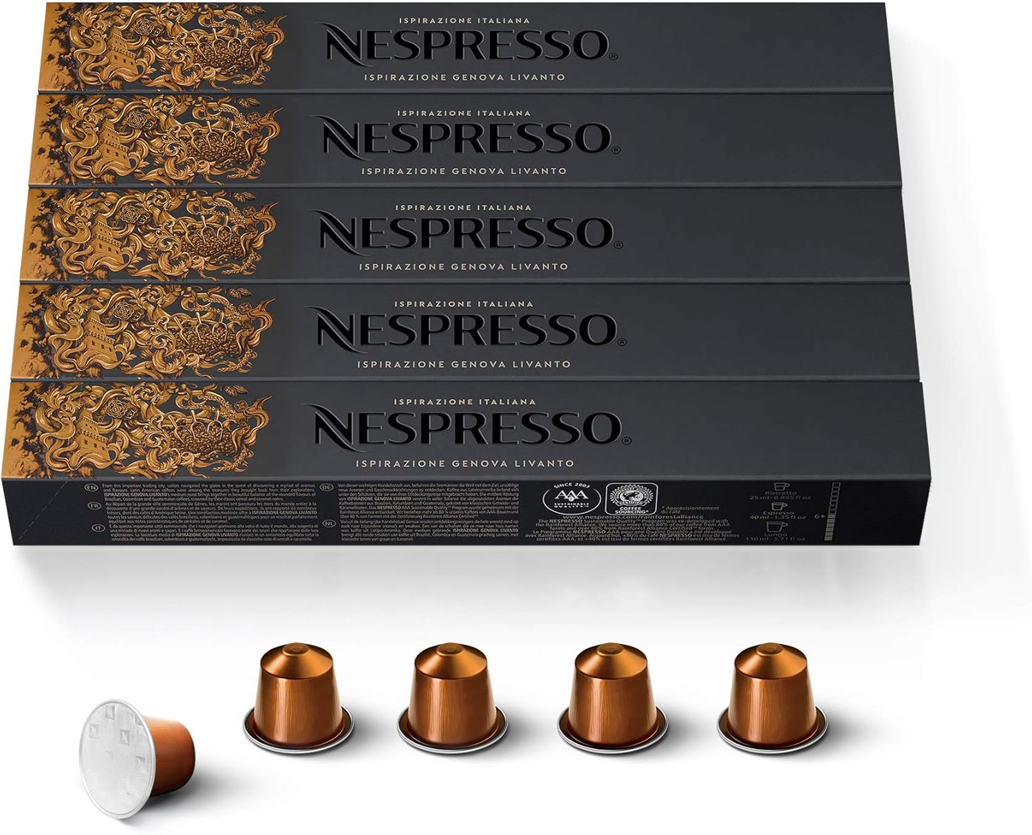 Nespresso Capsules Original, Livanto, Medium Roast Espresso Coffee, 50-Count Espresso Coffee Pods