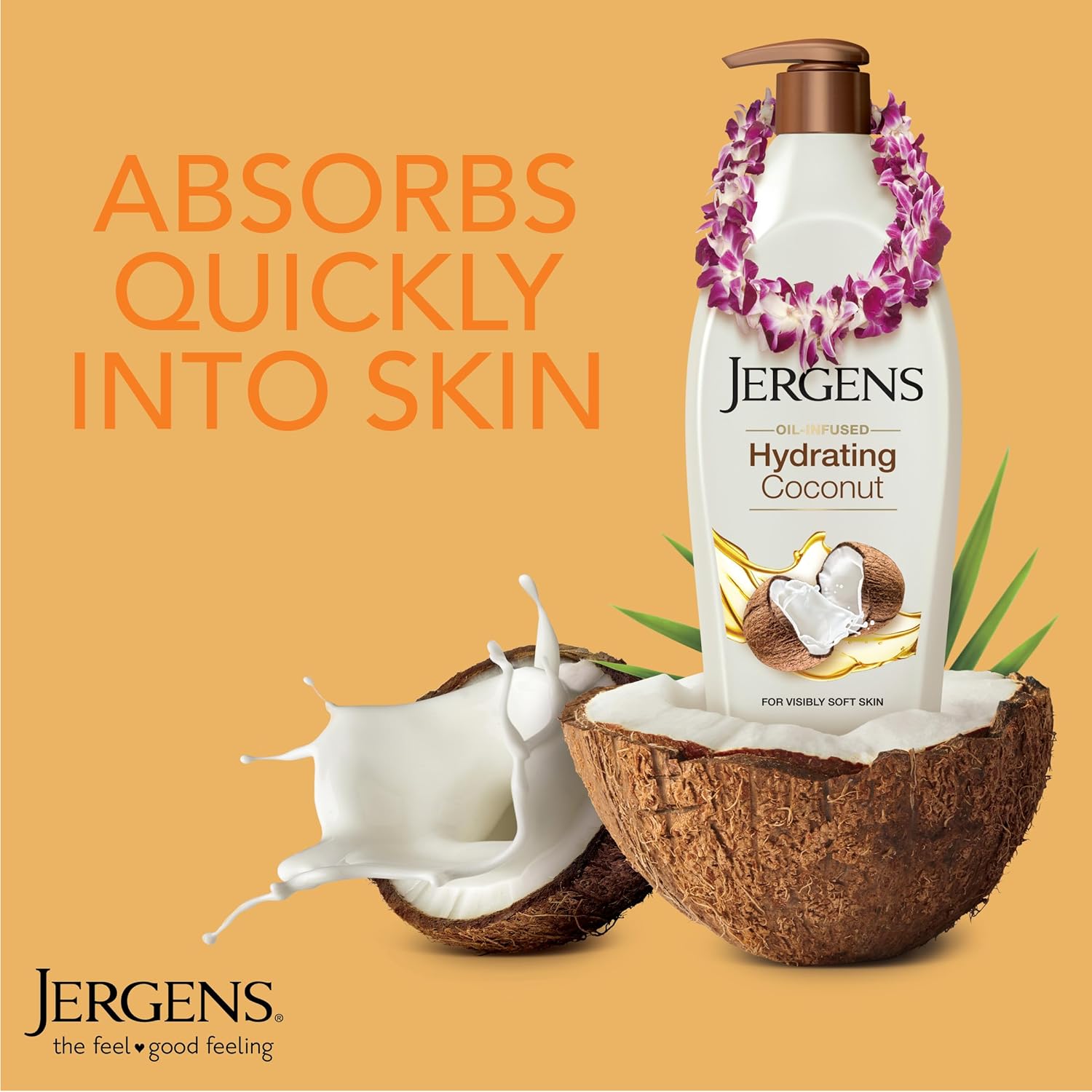 Jergens Hydrating Coconut Body Lotion, Hand And Body Moisturizer, Infused With Coconut Oil, Hydrates Dry Skin Instantly, Dermatologist Tested, 16.8 Oz : Beauty & Personal Care