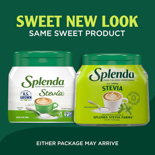 Splenda Stevia Zero Calorie Sweetener, Plant Based Sugar Substitute Granulated Powder, 9.8 Oz Jar