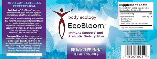 Body Ecology Ecobloom Immune Support | Prebiotic Dietary Fiber | Stomach Friendly | 7.2Oz Reusable Container Powder