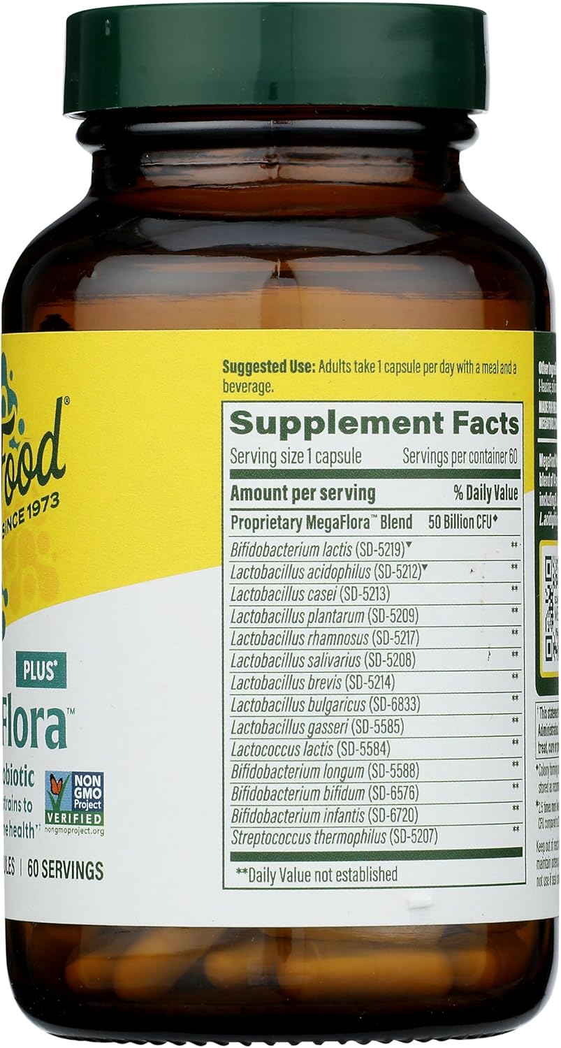 Megafood Megaflora Probiotic Plus - Probiotics For Women And Men - 50 Billion Cfus & 14 Strains - Probiotics For Digestive Health & Immune Support - Vegan - Made Without 9 Food Allergens - 60 Caps